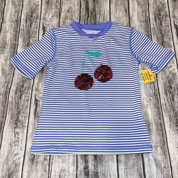 Cat & Jack Rashguard Cherry Sequins in Front - Picture 1 of 10